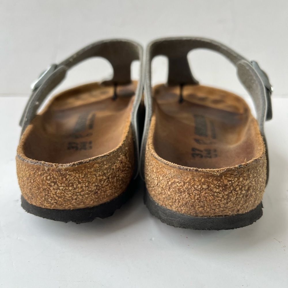 BIRKENSTOCK Gizeh Birko-Flor Silver Thong Sandals US 6 EU 37 - Picture 6 of 9